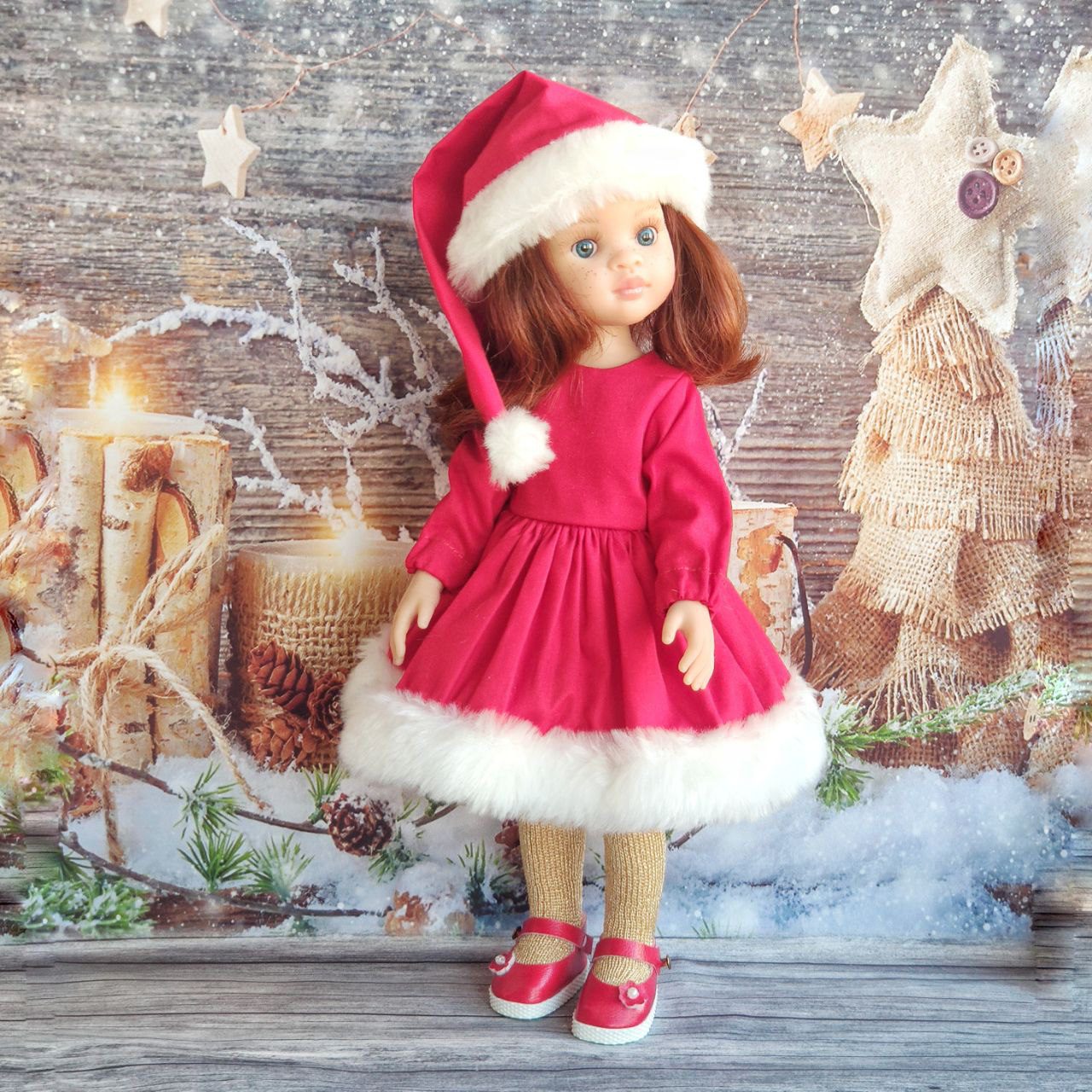 Paola Reina кукла Нора-Кристи в новогоднем наряде 